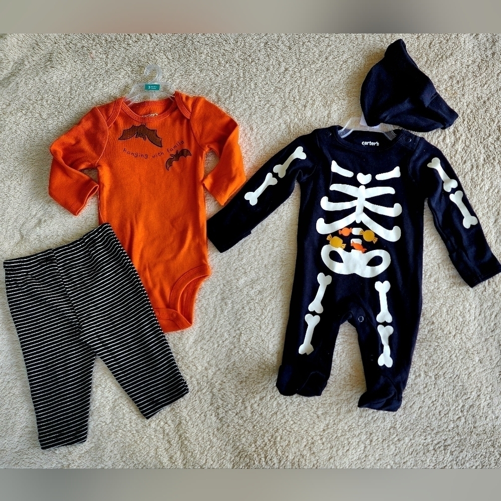 NWT baby boy/ girl fall Halloween clothes bundle, outfit, pajama, size NB & 3 mn